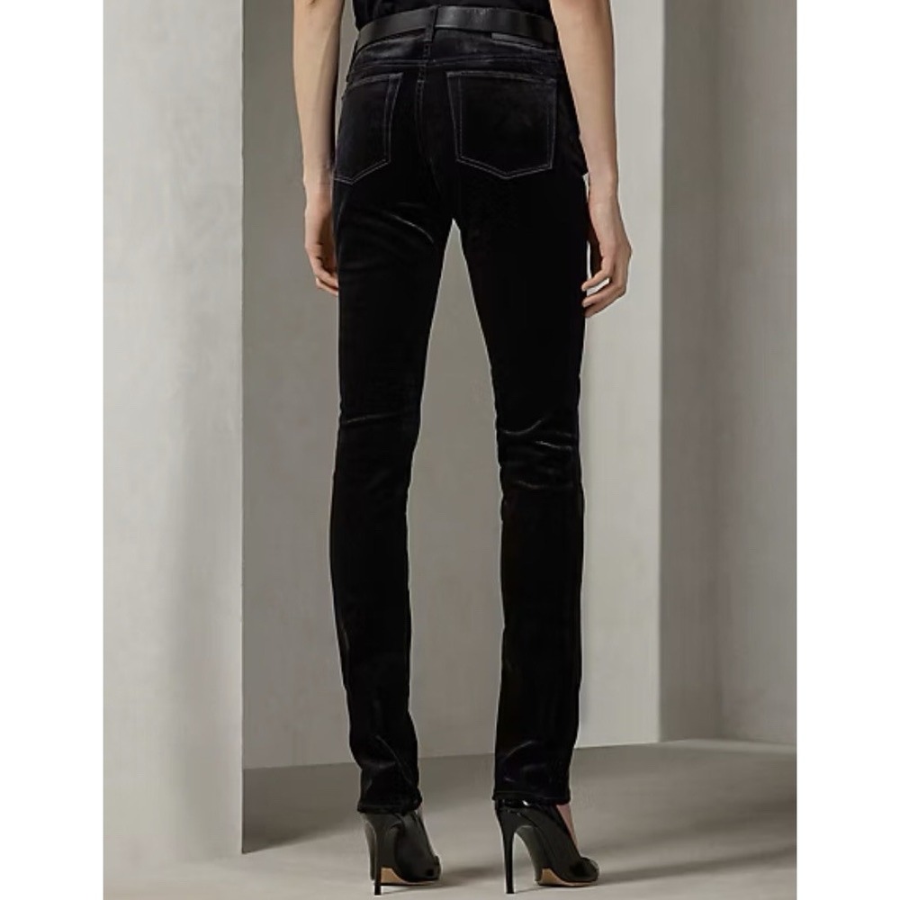 Ralph Lauren Collection 160 Flocked Coated Black Velvet Denim Jeans Sz 28 - Picture 5 of 16
